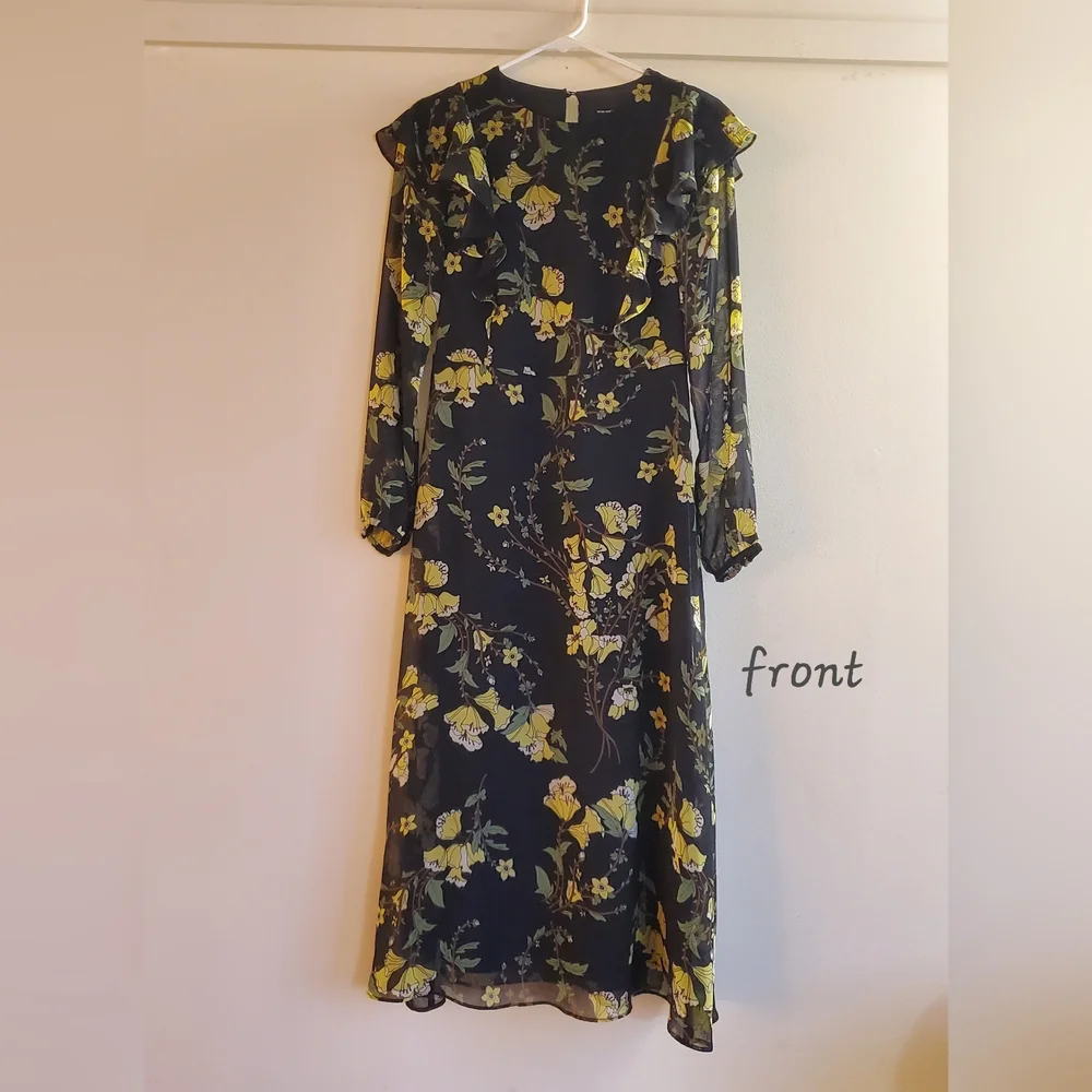 Who What Wear Black Floral Dress Long Sleeve Size XS - Picture 2 of 10